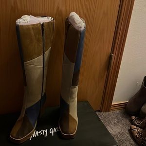 Nasty Gal Knee High Real Suede Boots